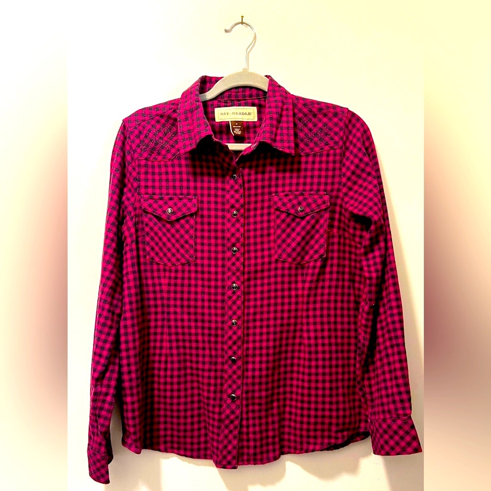 Bit & Bridle Snap Button Flannel Size medium 🤠